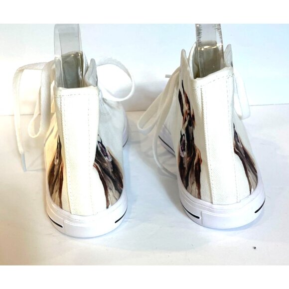 Cow Lovers High Top Sneakers Womens White Canvas With Cow Print Size 7 - Picture 7 of 11